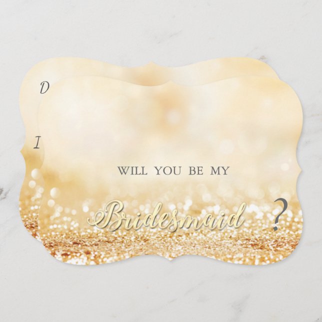 Elegant Gold Glittery Bokeh, Bridesmaid Card (Front/Back)