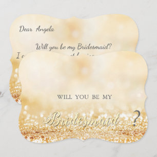 Elegant Gold Glittery Bokeh, Bridesmaid Card