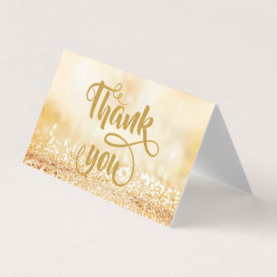 Elegant Gold Glittery Bokeh Thank You Card