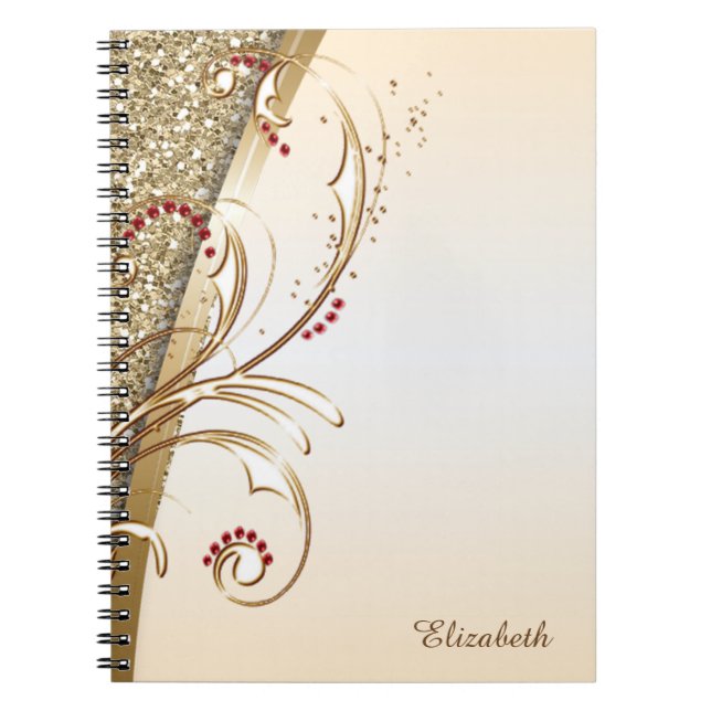 Elegant Gold Glittery -Personalised Notebook (Front)