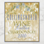 Elegant Gold Glitzy Personalised Wine Bottle Label<br><div class="desc">A pretty floral and gold, wine bottle label. Personalised with your family name and type of wine, with the year the wine was made. The background image is a sparkly gold glitzy look. Customise the font, font colours and text. This homemade wine bottle sticker is perfect for gift giving or...</div>