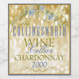 Elegant Gold Glitzy Personalised Wine Bottle Label