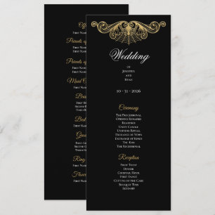 Elegant gold Gothic Wedding Program Menu