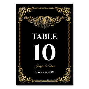Elegant gold Gothic Wedding Table number