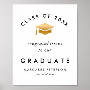 Elegant Gold Grad Cap Congratulations Graduate Poster