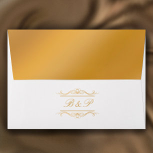 Elegant Gold Gradient Custom Monogram Wedding Envelope