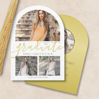 Elegant Gold Graduate 4-Photo Collage Graduation