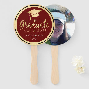 Elegant Gold Graduate Celebration Photo Hand Fan