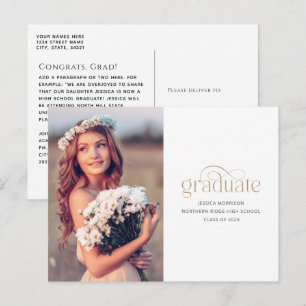 Elegant Gold Graduate Typography 2025 Graduation Postcard