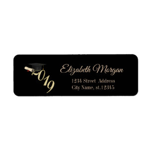 Elegant Gold Graduation Cap, Black