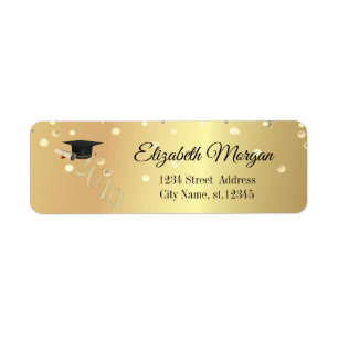 Elegant Gold Graduation Cap, Confetti