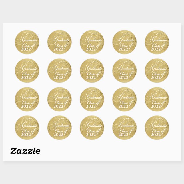 Elegant Gold Graduation Class of 2022 Thank You Classic Round Sticker (Sheet)