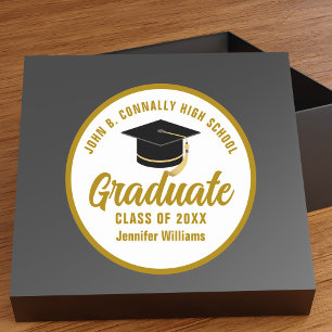 Elegant Gold Graduation Custom 2025 Graduate Classic Round Sticker