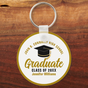 Elegant Gold Graduation Custom 2025 Graduate Key Ring