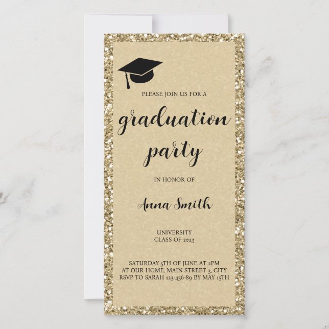 Elegant Gold Graduation Party Invitation (Front)