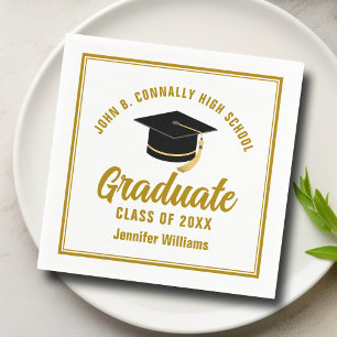 Elegant Gold Graduation Party Personalised Napkin