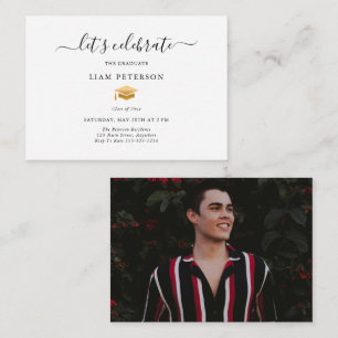 Elegant Gold Graduation Party Photo Invitation 