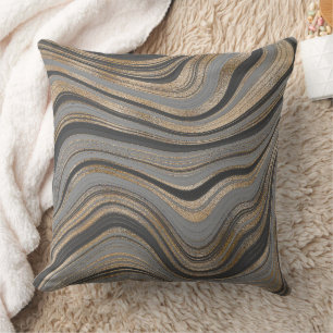 Elegant gold gray abstract cushion