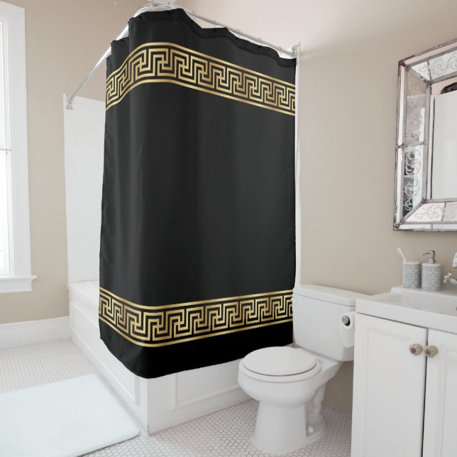 Elegant gold greek pattern Shower Curtain (In Situ)