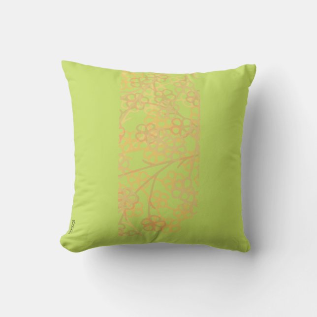 Elegant Gold Green Abstract Floral Pattern Cushion (Front)