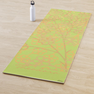 Elegant Gold Green Abstract Floral Yoga Mat