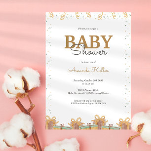 Elegant Gold & Green Baby Shower Invitation