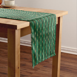 Elegant Gold & Green Christmas Pattern  Short Table Runner