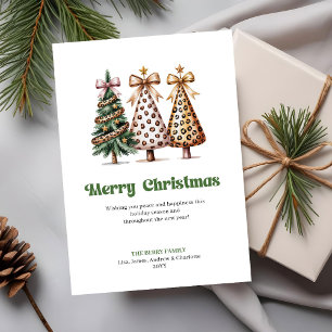 Elegant gold green Christmas tree greeting card