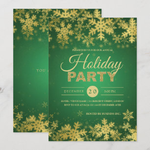 Elegant Gold & Green Corporate Christmas Party Invitation