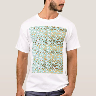 Elegant Gold Green Leaf Pattern T-Shirt