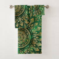 Elegant Gold Green Mandala Floral