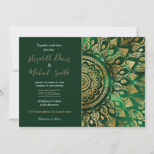 Elegant Gold Green Mandala Floral Invitation