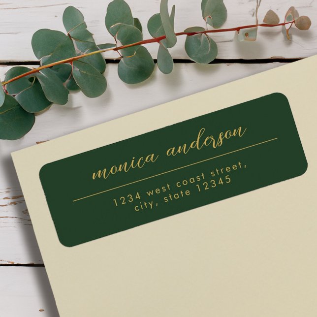 Elegant Gold Green Minimalist Script Name (Elegant Gold Green Minimalist Script Name Label)