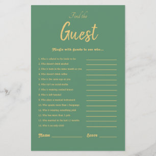 Elegant Gold Green Tropical Bridal Shower Game