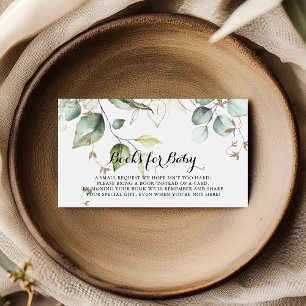 Elegant Gold Greenery Baby Shower Book Request Enclosure Card