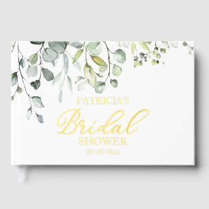 Elegant Gold Greenery Bridal Shower  Guest Book