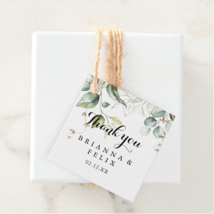 Elegant Gold Greenery Calligraphy Wedding Favour Tags