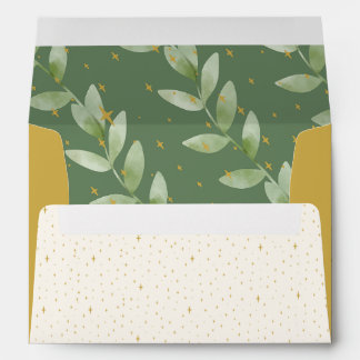 Elegant Gold Greenery Christmas Baby Announcement  Envelope