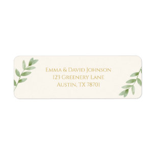 Elegant Gold Greenery Christmas Return Address