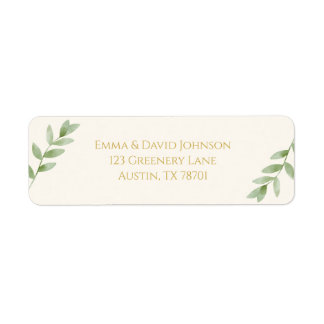 Elegant Gold Greenery Christmas Return Address