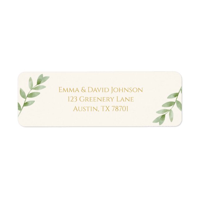 Elegant Gold Greenery Christmas Return Address (Front)