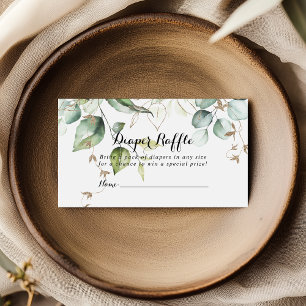 Elegant Gold Greenery Diaper Raffle Ticket Enclosure Card