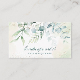 Elegant Gold Greenery Eucalyptus Business Card