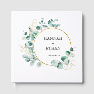 Elegant Gold Greenery Eucalyptus Personalised   Guest Book