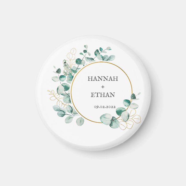 Elegant Gold Greenery Eucalyptus Personalized   Magnet (Front)