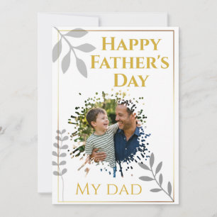 Elegant Gold & Greenery Father's Day Photo Card