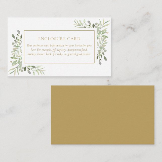 Elegant Gold Greenery Foilage Enclosure Card (Front/Back)