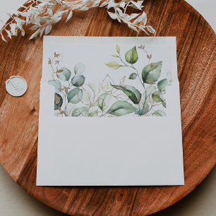Elegant Gold Greenery  Self-Addressed RSVP Envelope