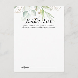 Elegant Gold Greenery Wedding Bucket List Cards