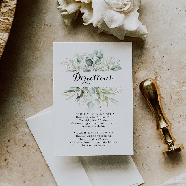 Elegant Gold Greenery  Wedding Directions Enclosure Card (Creator Uploaded)
